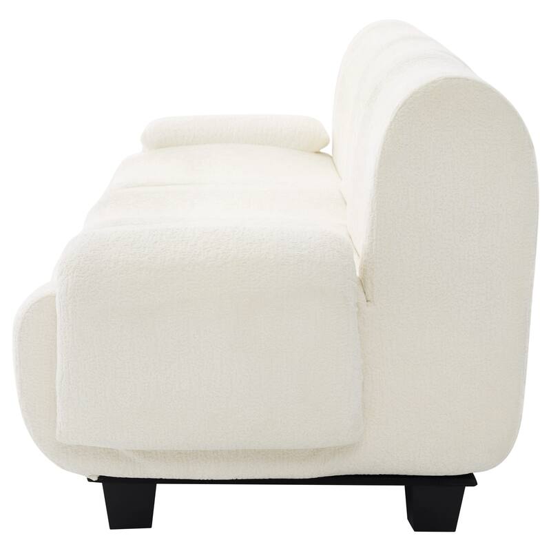 3-Seater Sofa Chenille Upholstered Couch Fully Compressed Design Sofa with Arc-shaped Armrests for Living Room, Apartment