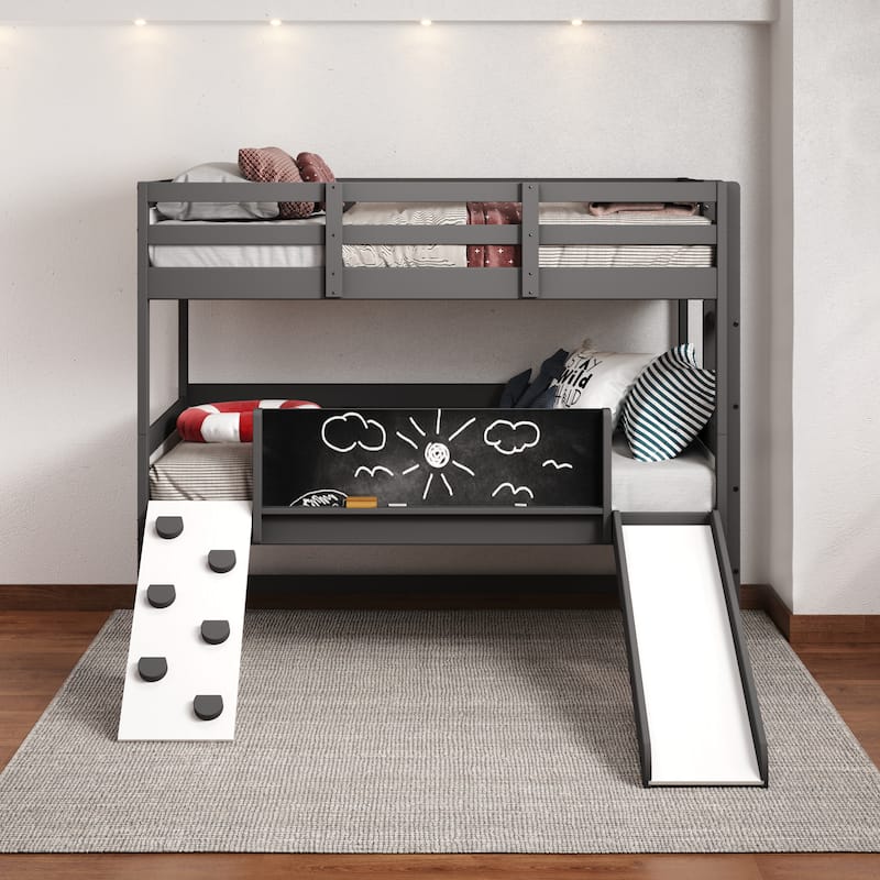 Arts & Play Twin over Twin Chalkboard Bunkbed in Dark Grey