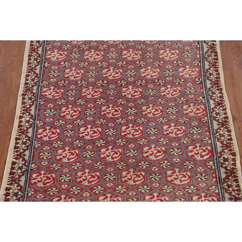 Red Anatolian Turkish Vintage Runner Rug Handmade Wool Carpet - 3'2" X 9'5"