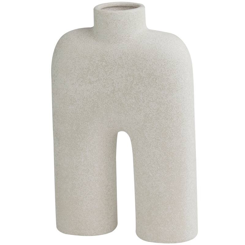Ceramic Abstract Rounded Arched Decorative Vase with Glossy Speckles - Black or White - Roche River Decor - White