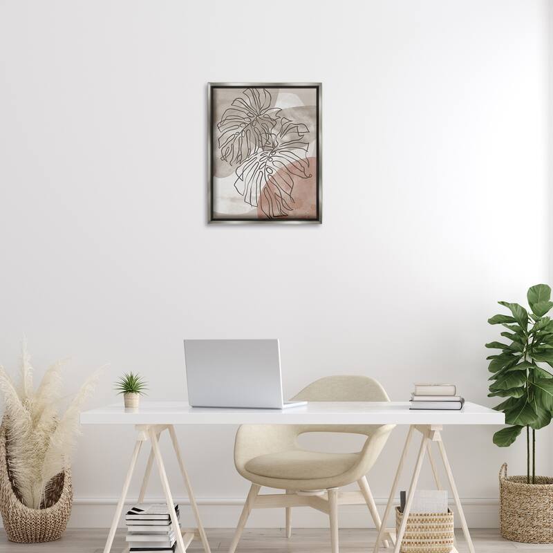 Stupell Leaf Outlines in Earth Tones Framed Floater Canvas Wall Art Design By Cat Thurman Designs