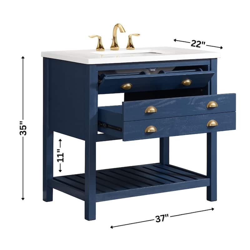 Monterey 37" Farmhouse Single Bathroom Vanity with Top