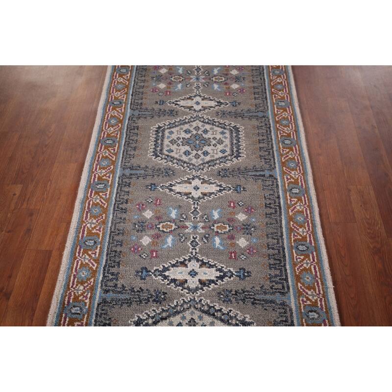 Gray Viss Oriental Runner Rug Hand-Knotted Wool Carpet - 2'7"x 8'0"