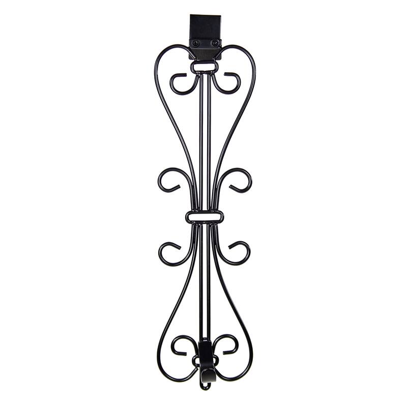 Adjustable Wreath Hanger for Door - Elegant (Black) - Black