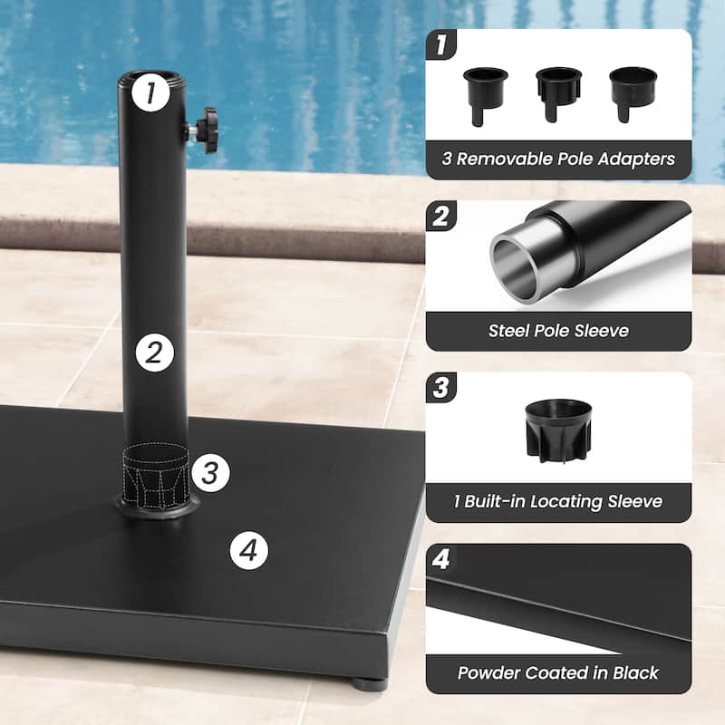 Umbrella Base Holder Square Weighted Stand for Outdoor Market Umbrella, Cement Concrete Steel