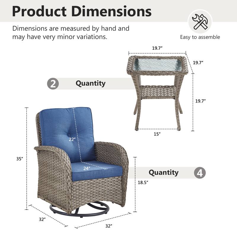 Gymojoy Outdoor Wicker Patio Furniture Chair Set Weather-Resistant