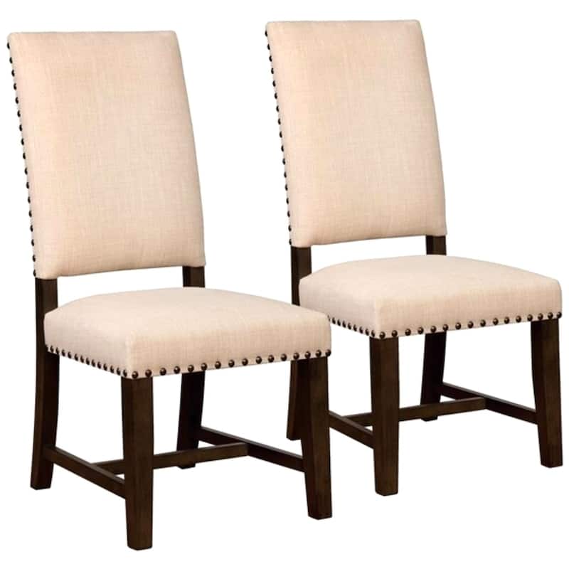 Modern Design Beige Parson Dining Chairs with Nailhead Trim (Set of 2
