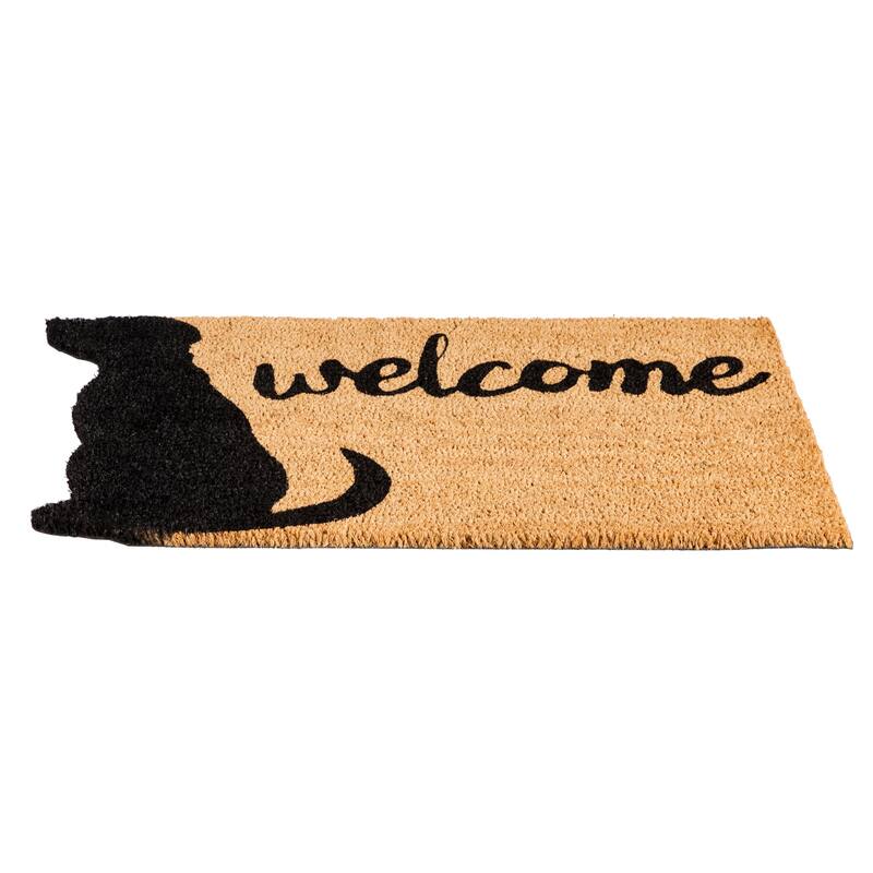 28 in. x 16 in. Dog Welcome Shaped Coir Mat