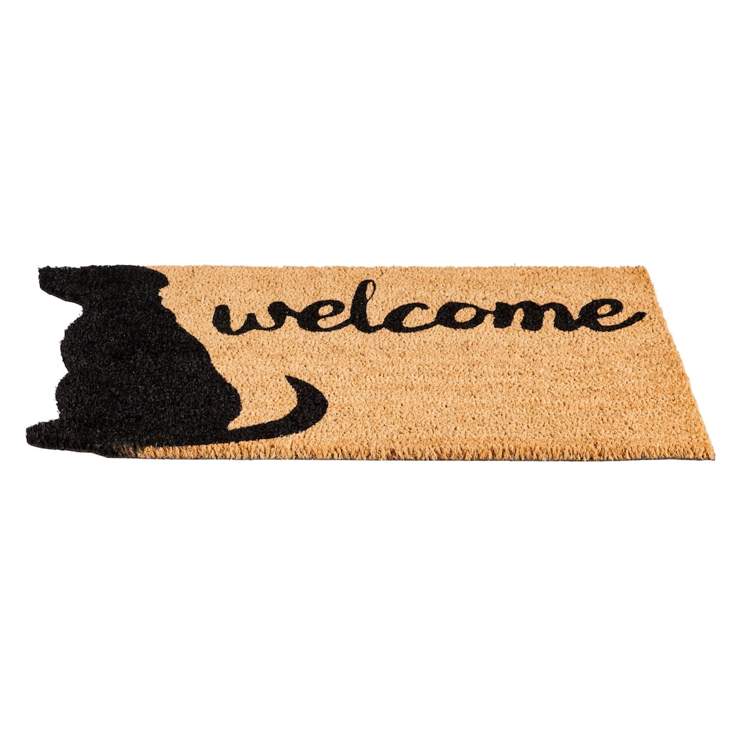 28 in. x 16 in. Dog Welcome Shaped Coir Mat