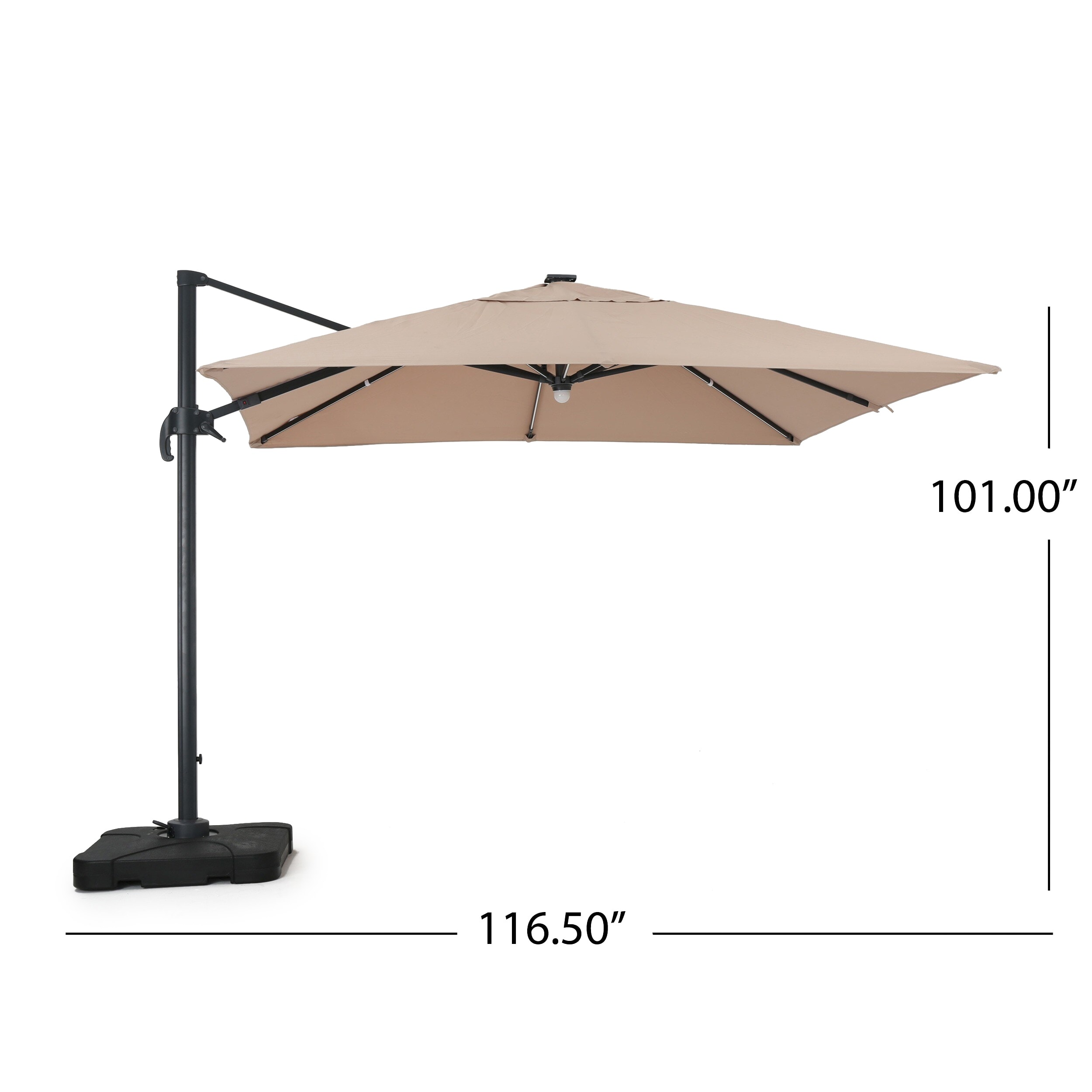 Shop Black Friday Deals On Delray Outdoor 9 7 Ft Canopy Umbrella With Base And Solar Light Strip By Christopher Knight Home Overstock 17156875