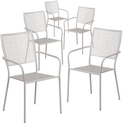 5 Pack Indoor-Outdoor Steel Patio Arm Chair with Square Back