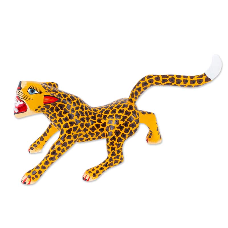 Novica Handmade Fierce Jaguar Wood Alebrije Sculpture