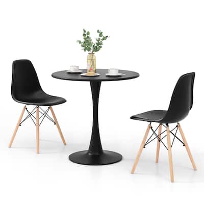 Gymax 3PCS Dining Kitchen Set Modern Round Dining Table Chairs for