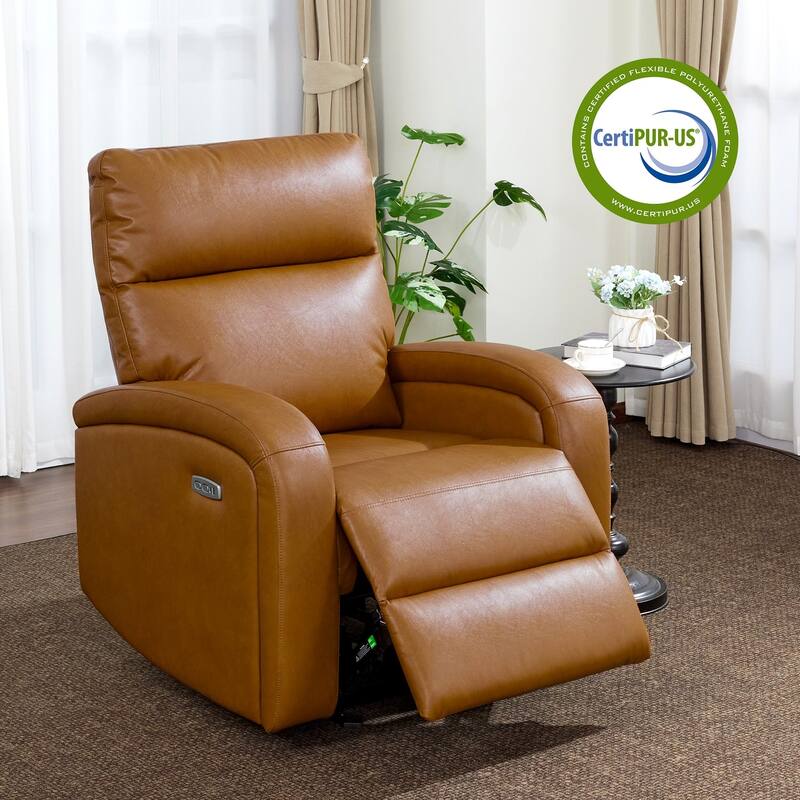 Zero Wall Recliner Chair, Power Recliner with USB & Type-C Dual Charge Ports, for Small Space, Living Room - Brown