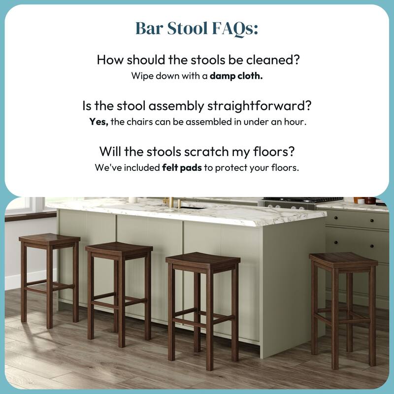 Now Furniture Solid Wood Backless Saddle Seat Bar Height Stool