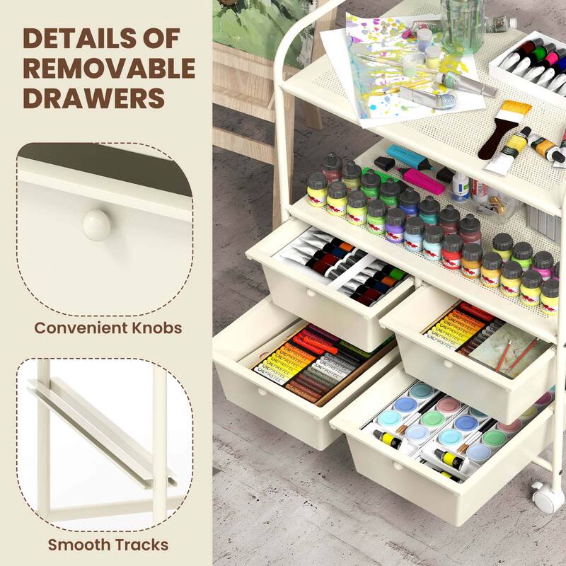 Costway 4Drawer Rolling Storage Cart shelf Scrapbook Paper Office - See Details
