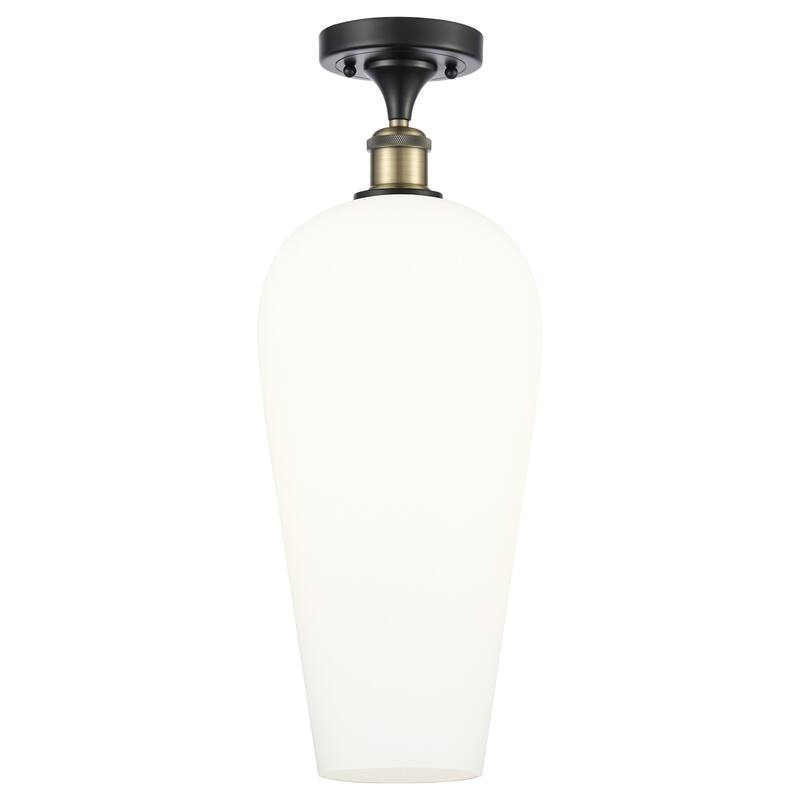 Innovations Lighting 516-1C-20-8 Chelsea Semi-Flush Chelsea 8" Wide - Black Antique Brass / White