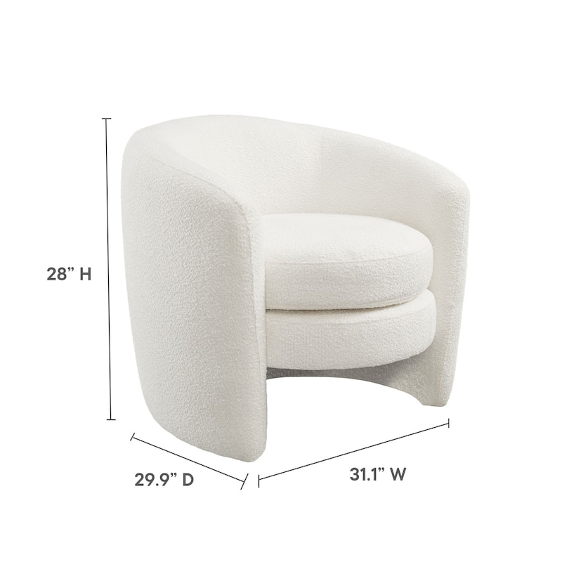 Affinity Upholstered Boucle Fabric Curved Back Armchair