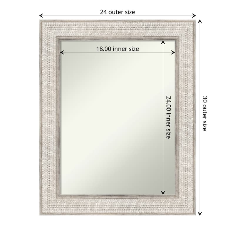 Non-Beveled Wood Bathroom Wall Mirror - Trellis Silver Frame - Trellis Silver - 24 x 30 in