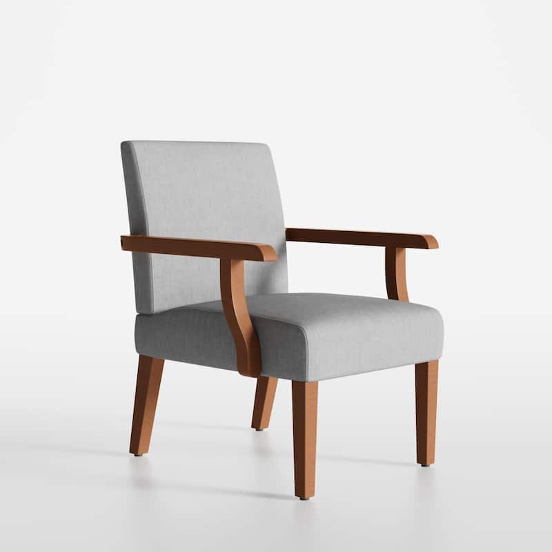 Light Gray 18.7" Arm Chairs with Round Wood Table (Set of 2)