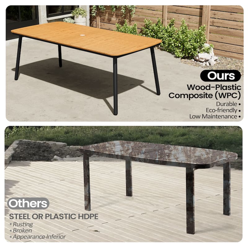 Outdoor Patio Dining Table Rectangular Aluminum Outdoor Table for 6/8/10 Person