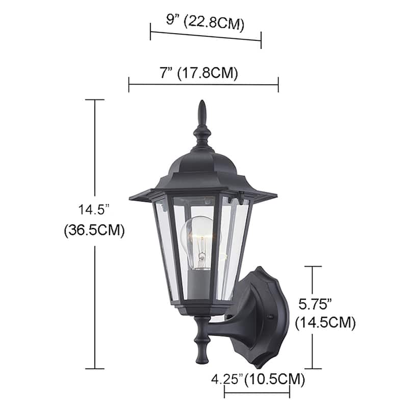 14.38"H Matte Black Outdoor Wall Lantern Sconce