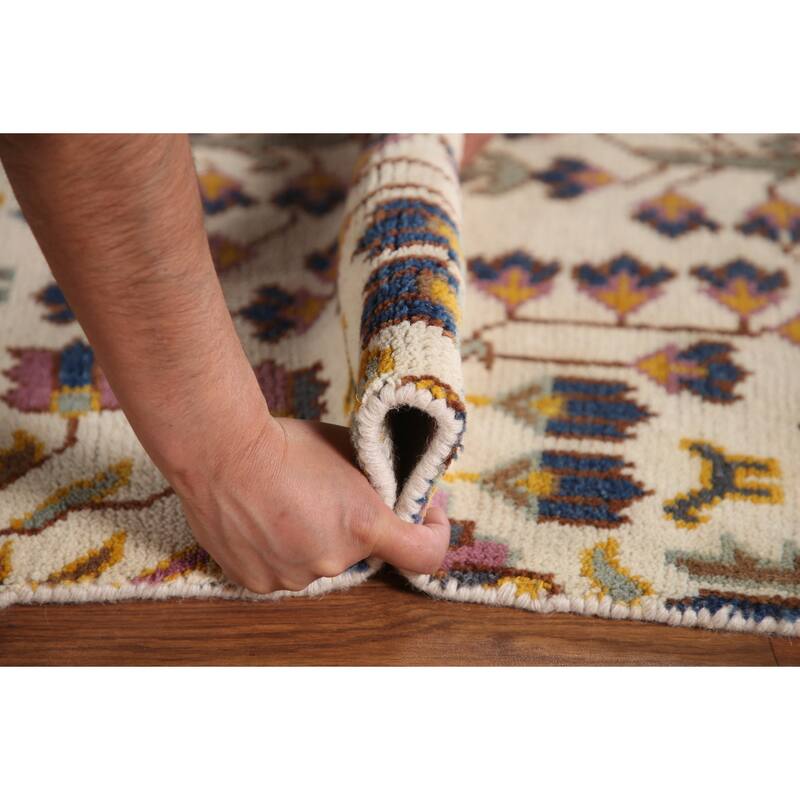 All-Over Kazak Area Rug Hand-Knotted Wool Carpet - 5'1"x 7'11"