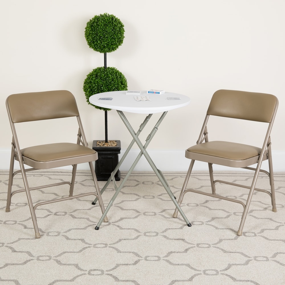 Set of 2 Metal Folding Chairs with Padded Seats