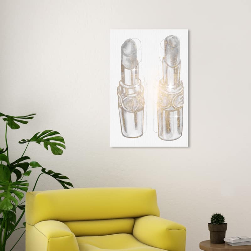 Wynwood Studio Canvas Fashion and Glam Lipstick love White and Glam Wall Art Canvas Print - 30 x 20