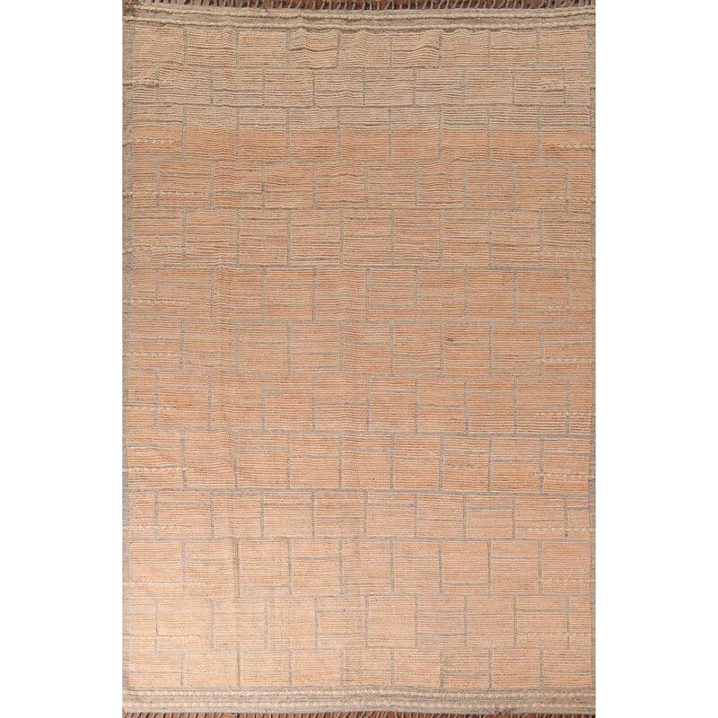 Striped Moroccan Area Rug Handmade Wool Carpet - 8'11"x 12'6"