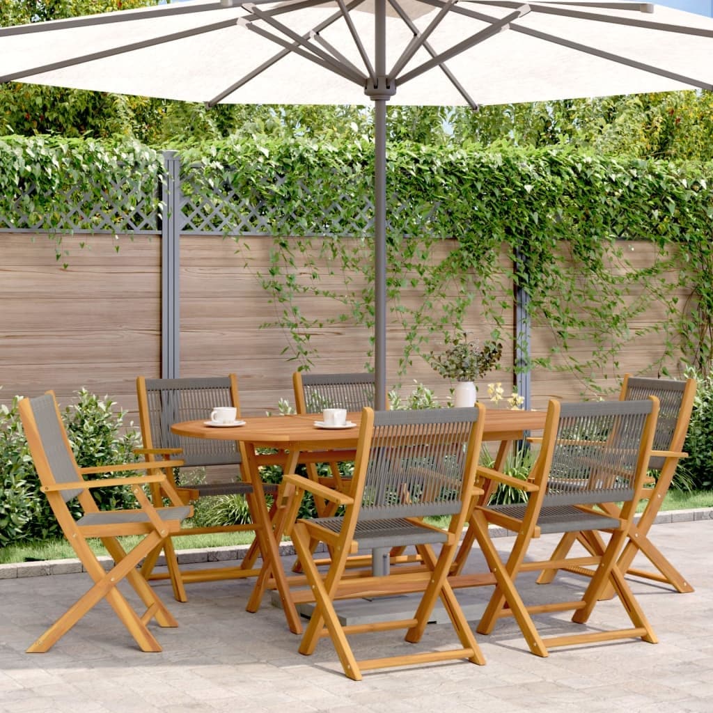 vidaXL Patio Dining Set Outdoor Furniture 7 Piece Polypropylene and Solid Wood - 13.2 x 24.8 x 11.6