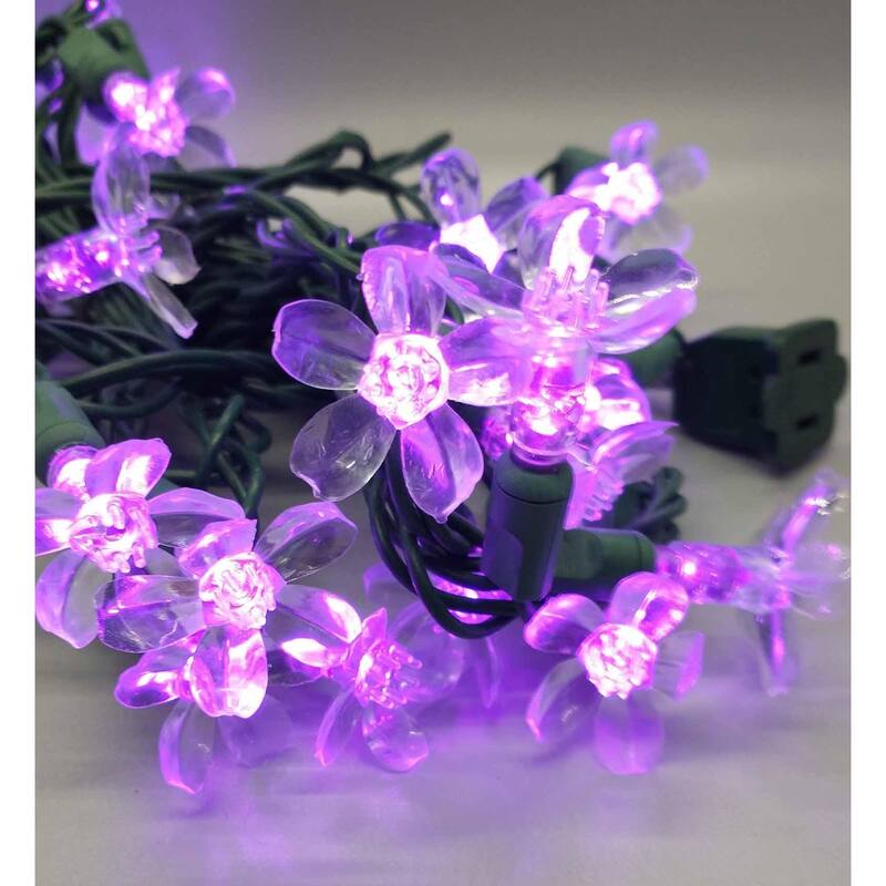 Purple Flower LED Set of 25 Lights Light String