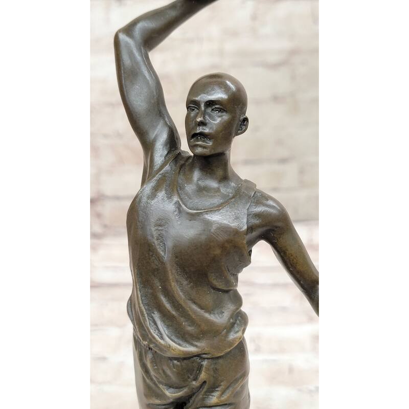 Bronze Statue Sculpture Trophy Of Nba Basketball Player Going For Dunk Layup On Marble Base