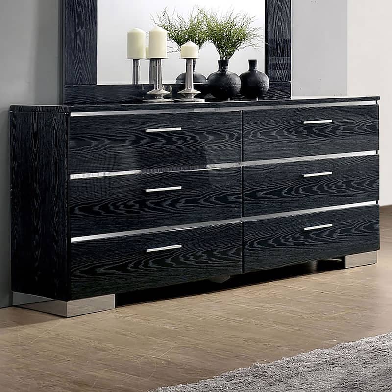 Champs Contemporary Eastern King Solid Wood 3-Piece Storage Panel Bed Set with USB Port by Furniture of America