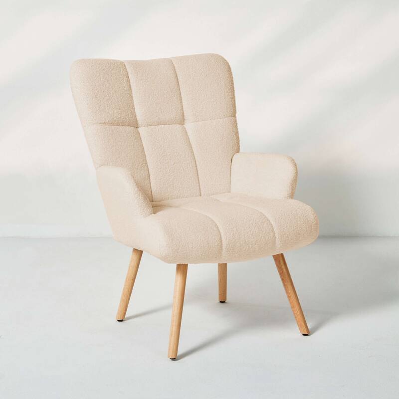 FERPIT Rocking Accent Chair Teddy Upholstered Glider Nursery Accent Chair Padded Seat with High Backrest for Living Room