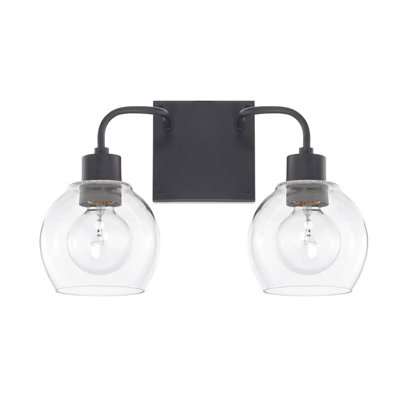 Tanner 2-light Bath/ Vanity Fixture - Matte Black/ Clear Glass