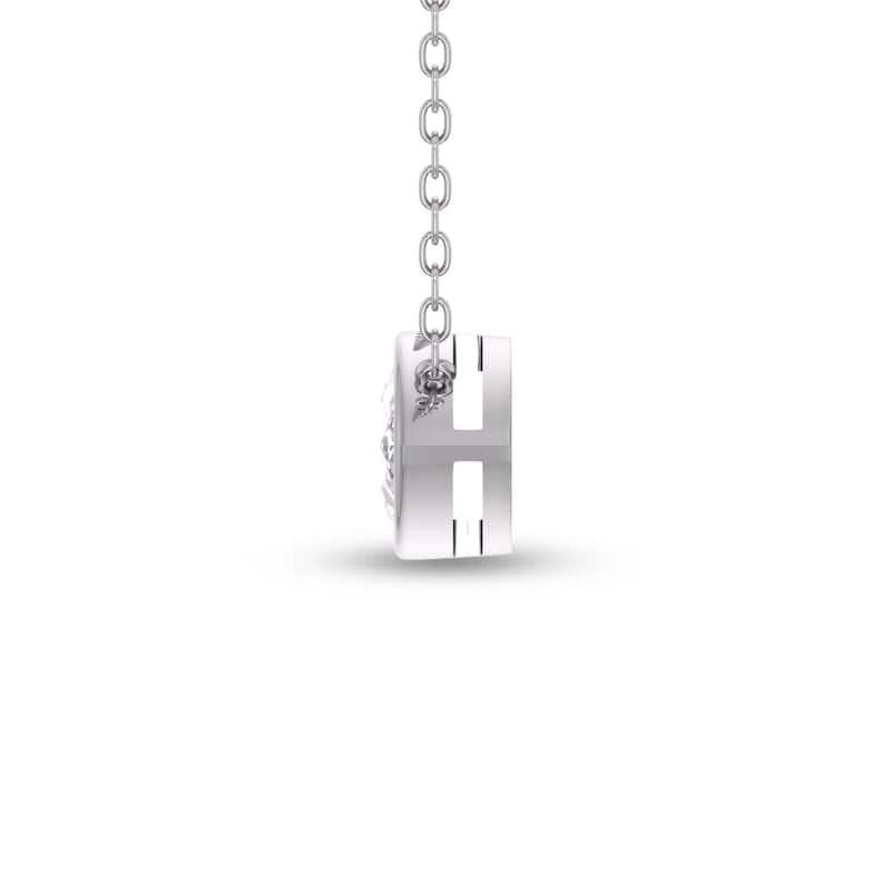 Marquee Lab Grown 1/2 Carat Marquise Shaped Bezel Set Diamond Solitaire Pendant in 14K White Gold