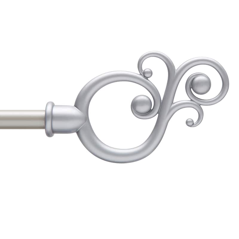 Kenney Valencia 5/8" Standard Decorative Window Curtain Rod - Silver - 86 to 120 inches - Silver Finish