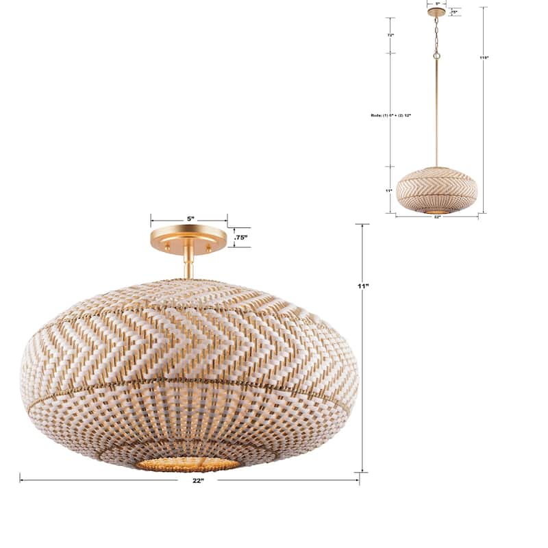 Zanzibar 4 Light Soft Gold Semi Flush