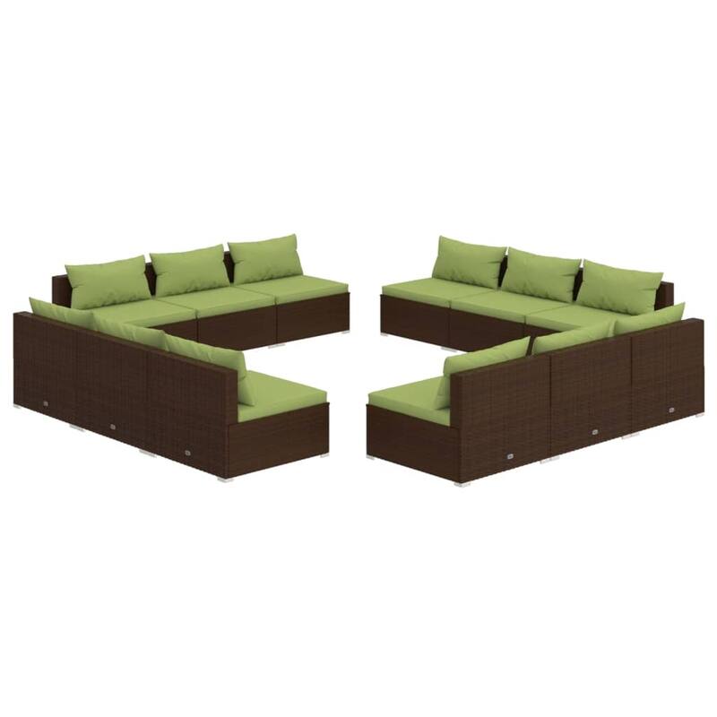vidaXL Patio Lounge Set Outdoor Sectional Sofa Set Table Garden Poly Rattan