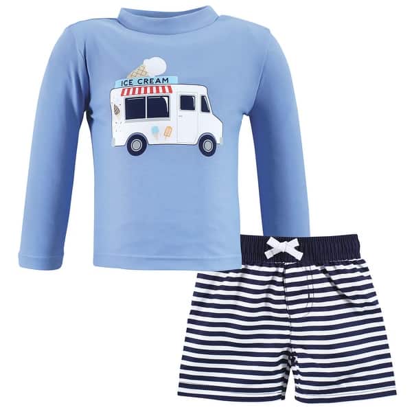 slide 1 of 1, Hudson Baby Boys Swim Rashguard Set, Ice Cream Truck 2T
