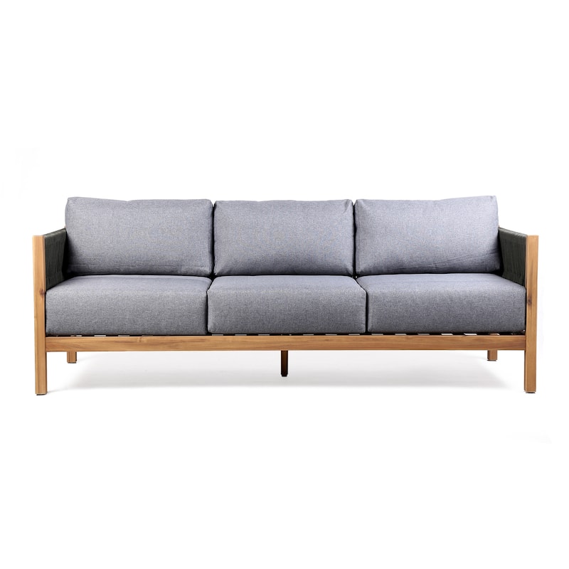 Sienna Eucalyptus Solid Wood and Rope 81" All Weather Patio Outdoor Sofa
