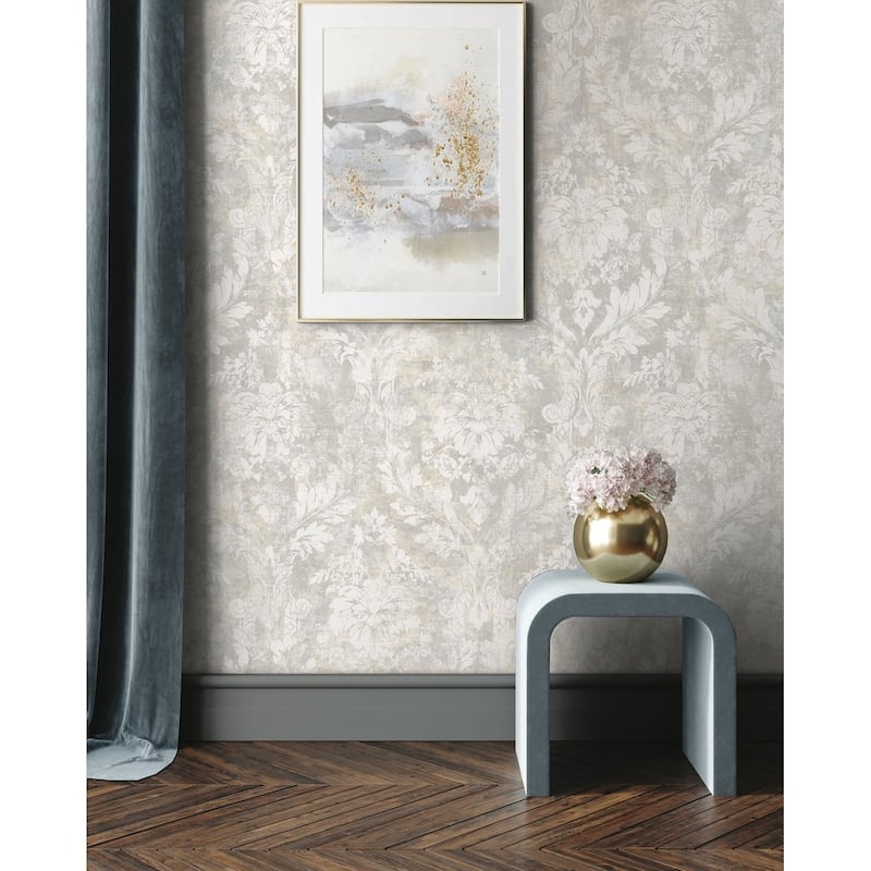 Seabrook Deigns Everdeen Damask Unpasted Wallpaper - 27 in. W x 27 ft. L bolt 60.75 sq. ft.