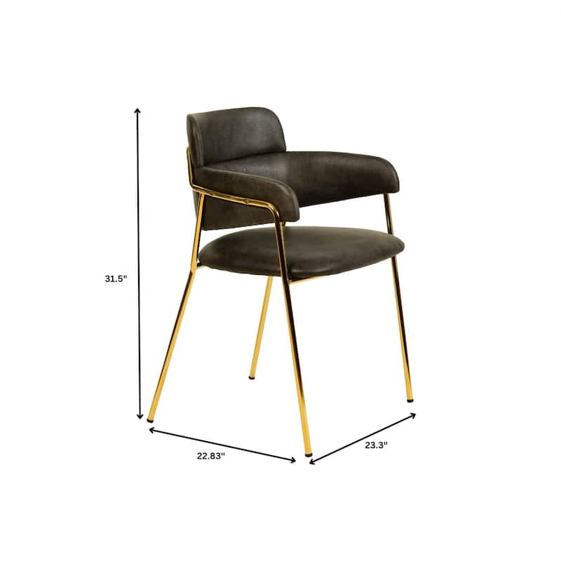 LeisureMod Axis Set of 2 Modern Upholstered Dining Chairs with Gold Stainless Steel Legs, Pair of Accent Side Chairs for Kitchen