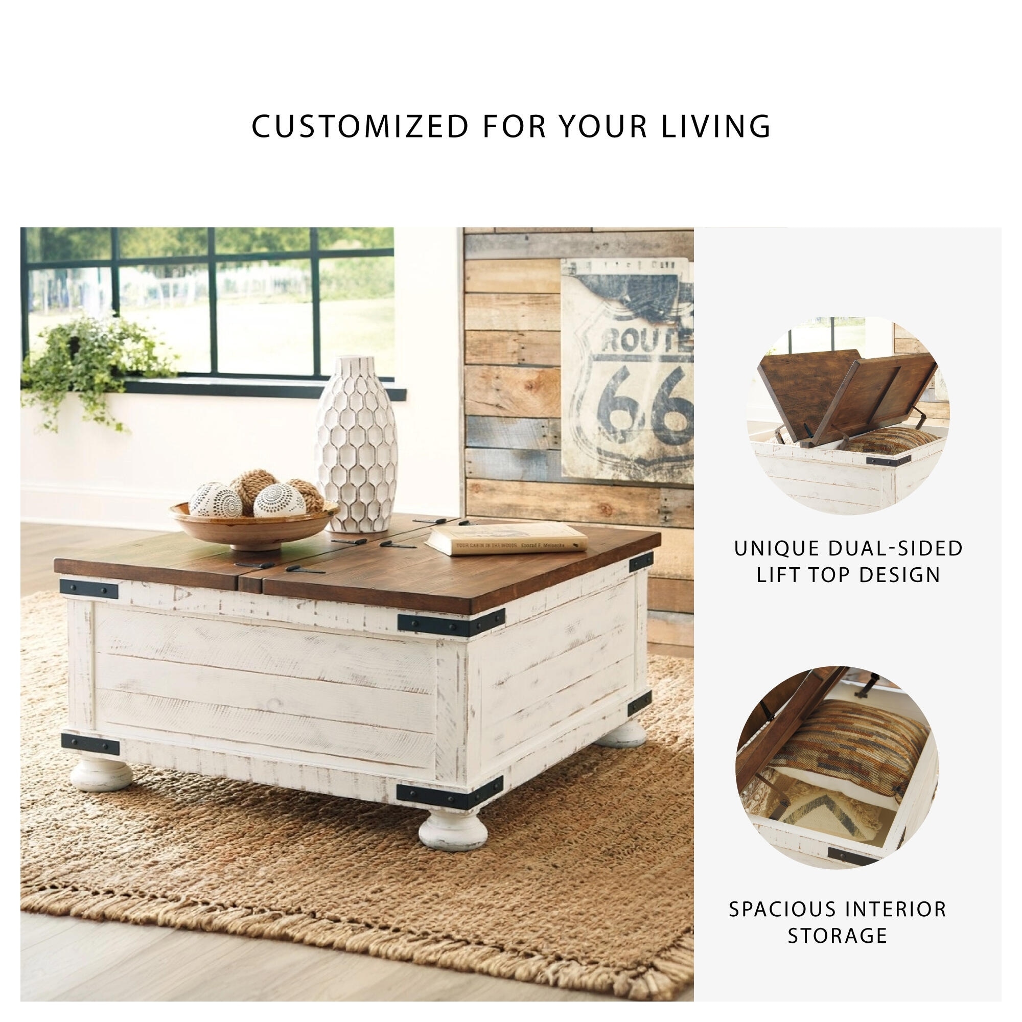 Signature Design by Ashley Wystfield Antiqued Ivory and Brown Pine