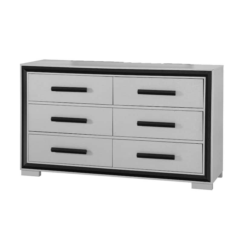 HomeRoots 60" Gray And Black Wood Six Drawer Double Dresser