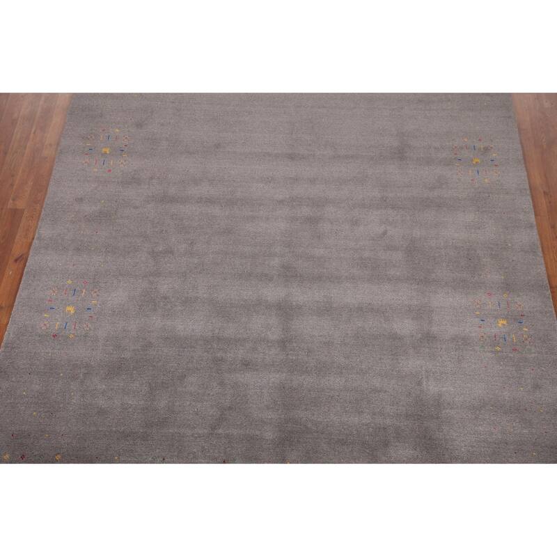 Tribal Gray Gabbeh Oriental Area Rug Handmade Wool Carpet - 7'9" x 9'10"