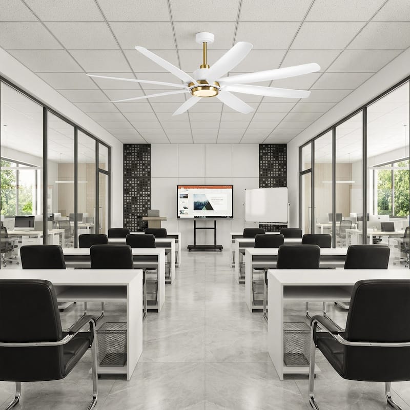 72" White Modern ABS 8-Blade DC Motor Ceiling Fan with Dimmable LED Light and Remote