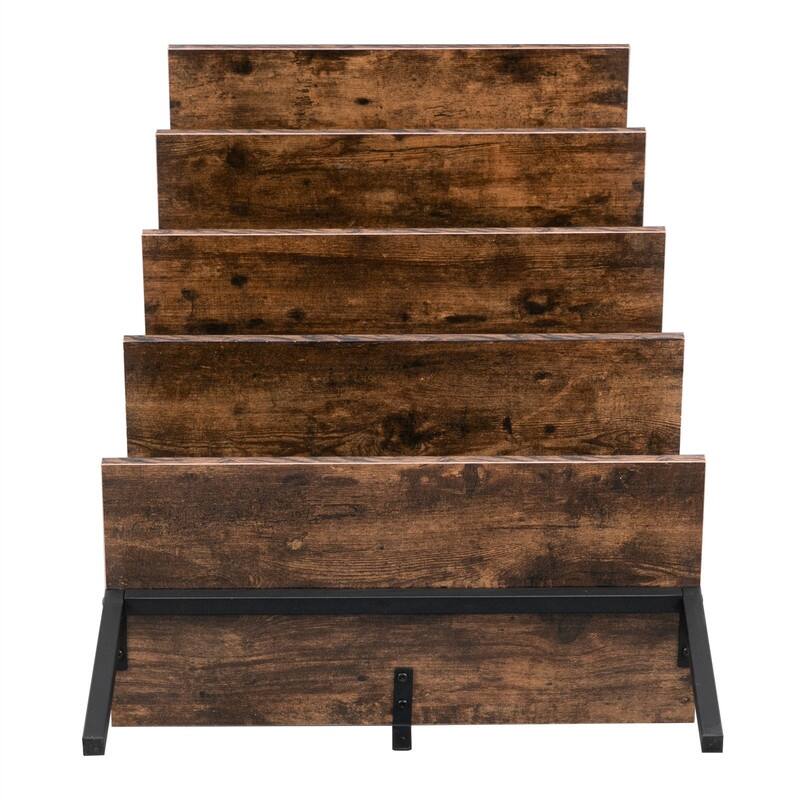 Wall Mounted Bookcase 5-Tier Open Ladder Shelf Bookshelf
