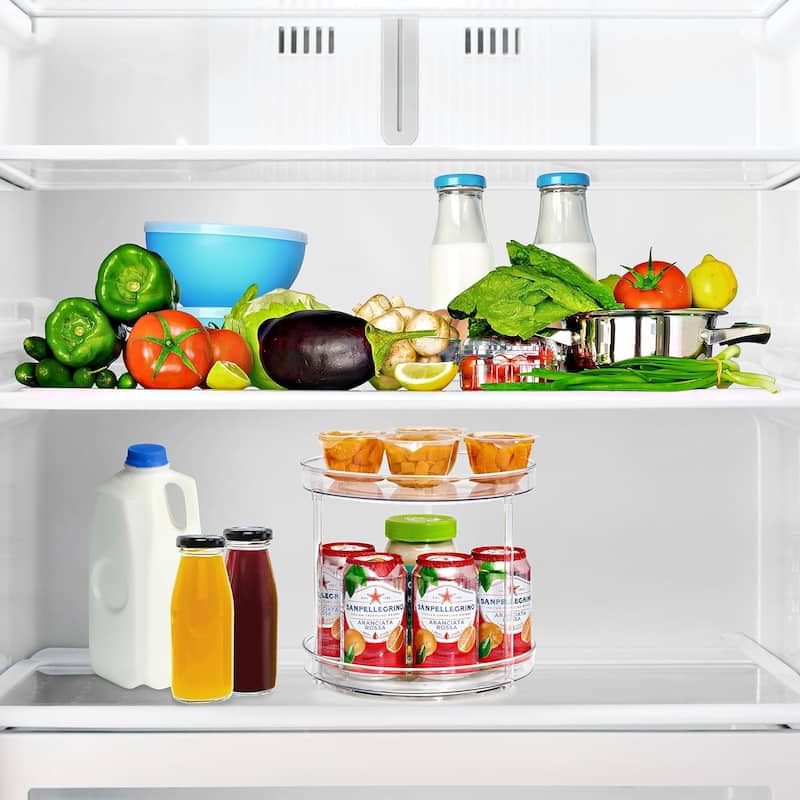Sorbus 9 Inch 2 Tier Clear Lazy Susan Organizer Rotating Turntable for Refrigerator Pantry Cabinet Table Makeup Bathroom - 2 Pk
